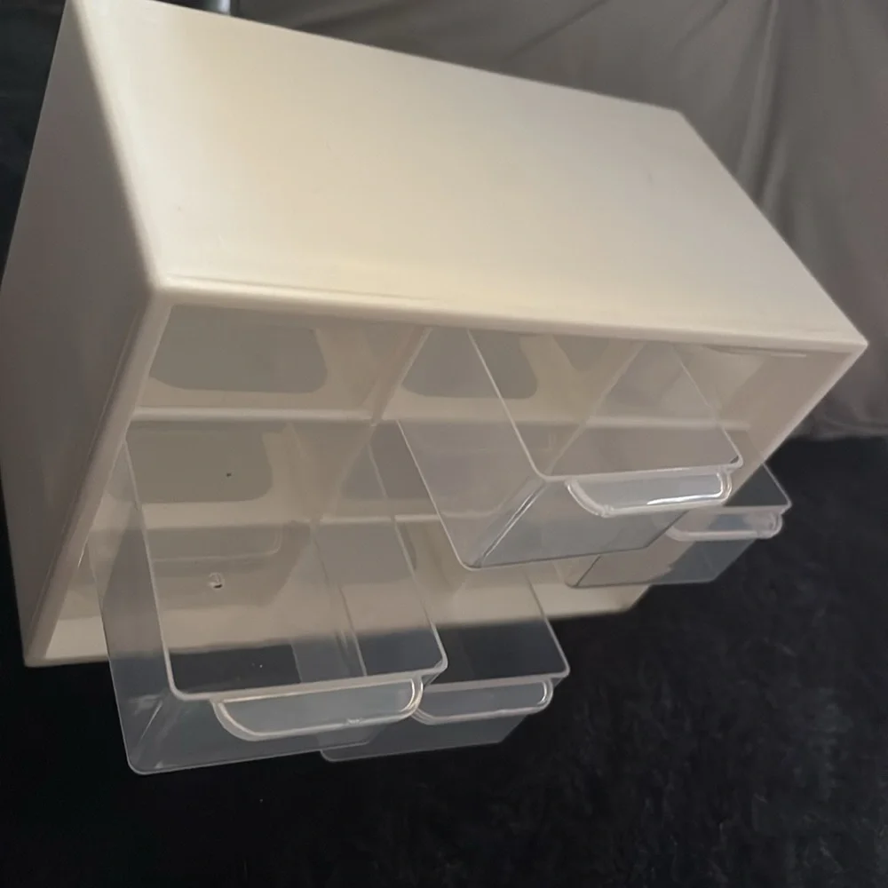 White Storage Organizer with Clear Drawers